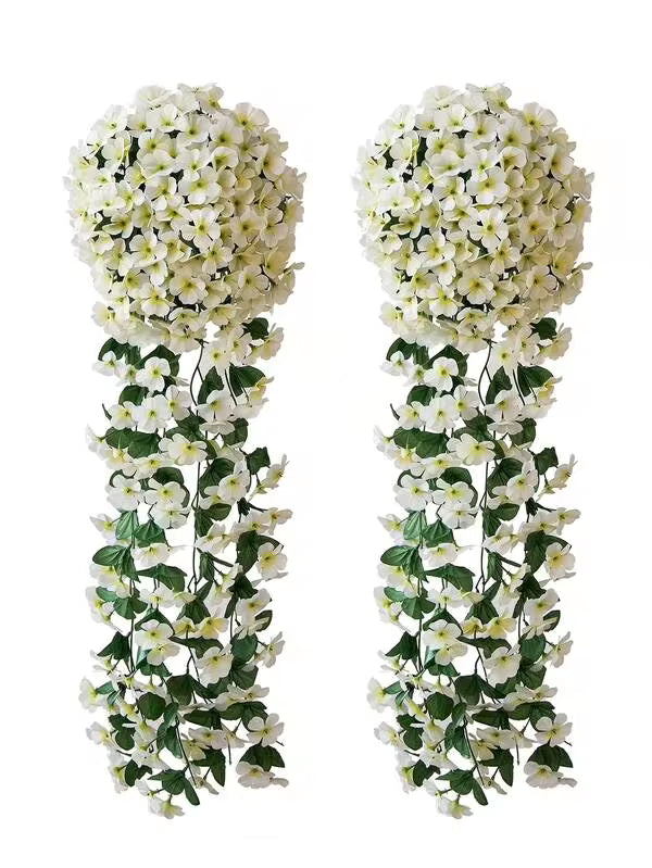 1pc/2pcs Artificial Hanging Flowers For Outdoor Fake Hanging Violet Ivy Flowers Wall Hanging Flowers Plant For Outside Outdoor Patio Garden Porch Wedding Home Hanging Baskets Wisteria Garland Orchid Bunch Decoration Gifts Birthday Graduation