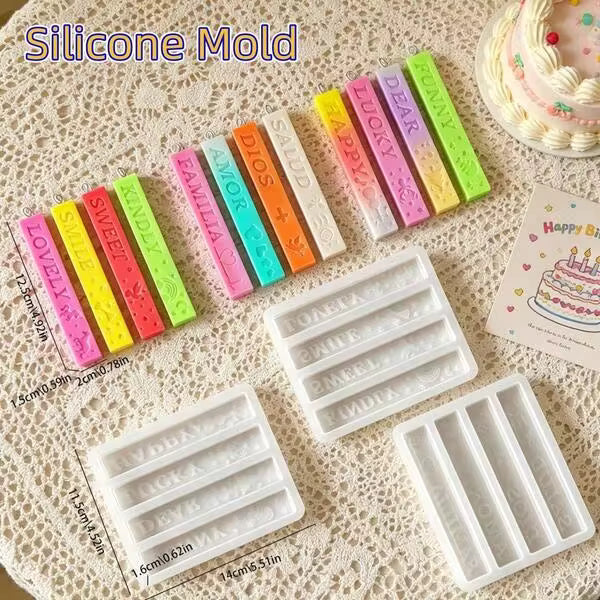 SILIKE LUFEI Spanish English Letter Long Candle Silicone Mold DIY Aromatherapy Stick Wax Plaster Decoration Mold